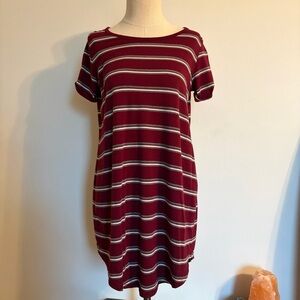 Cotton On Burgundy and White Striped Tee Dress